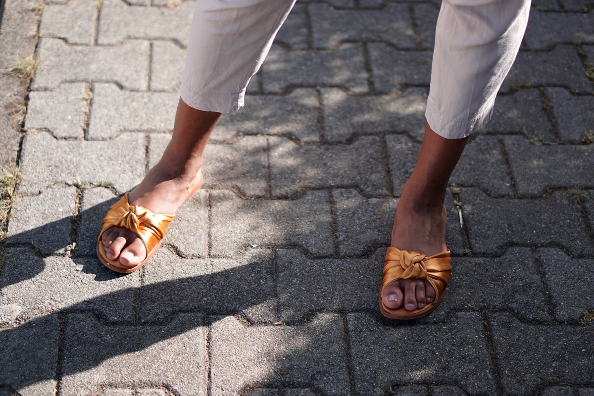 Mango gold sandals