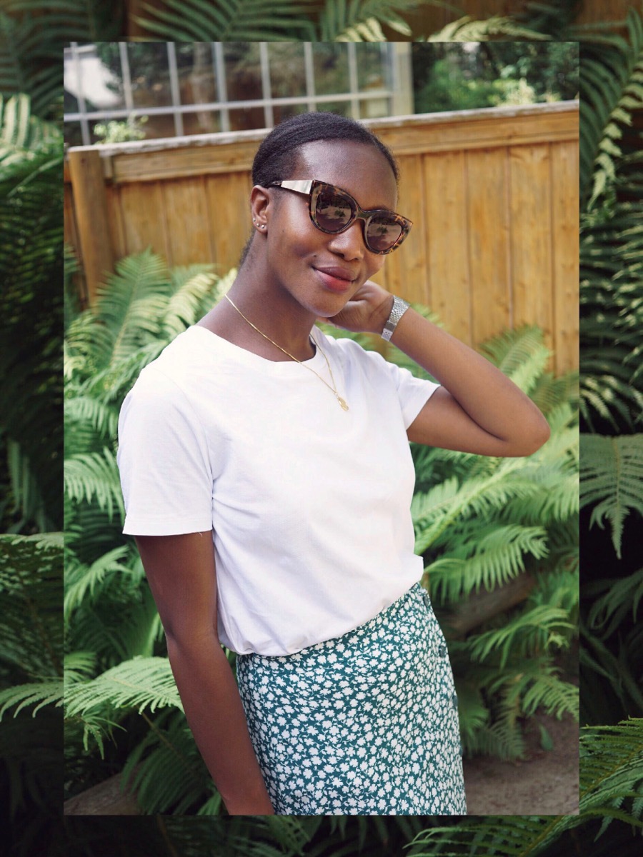 Floral green midi skirt