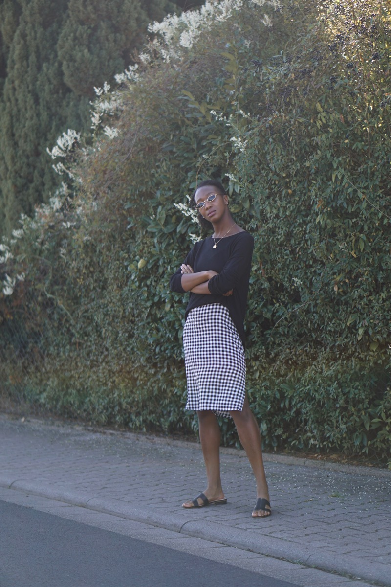 Midi check skirt