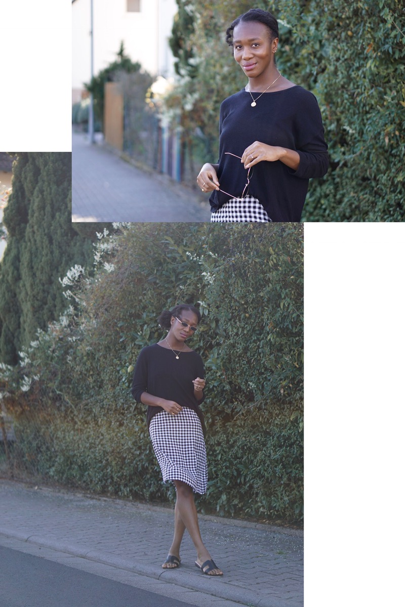 Midi check skirt