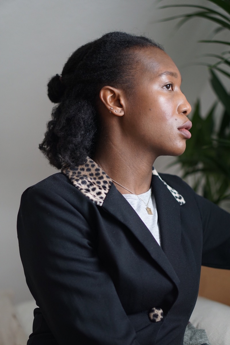 Black blazer with animal print